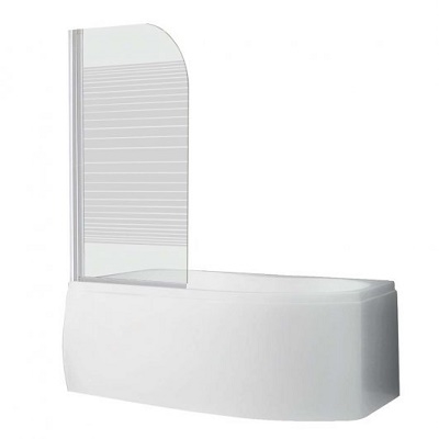 PARAVAN ZA KADU JEDNODIJELNI 75x130cm bijeli profil/proz. staklo sa uzorkom 6mm